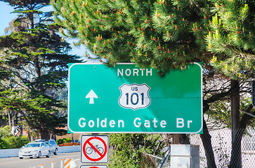 Image showing Golden Gate bridge sign in San Francisco