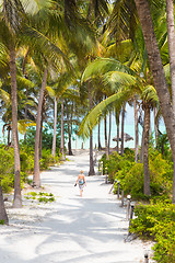 Image showing Woman walking on Paje beach, Zanzibar.