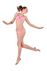 Image showing Beautiful young woman in pink swimwear