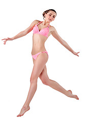 Image showing Beautiful young woman in pink swimwear