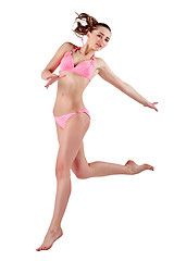 Image showing Beautiful young woman in pink swimwear