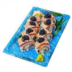 Image showing take away sushi express on plastic tray 