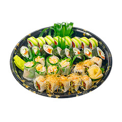 Image showing take away sushi express on plastic tray 