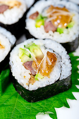 Image showing fresh sushi choice combination assortment selection 