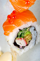 Image showing fresh sushi choice combination assortment selection 