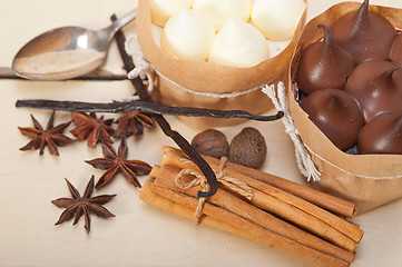 Image showing chocolate vanilla and spices cream cake dessert 