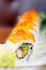 Image showing fresh sushi choice combination assortment selection 