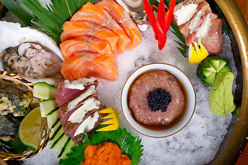 Image showing fresh sushi choice combination assortment selection 