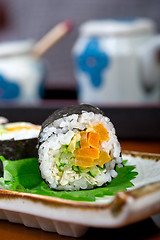 Image showing fresh sushi choice combination assortment selection 