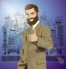 Image showing Vector Business Man With Beard Shows Well Done