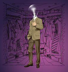 Image showing Vector Lamp Head Business Man Shows Well Done