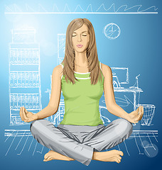 Image showing Vector woman meditating in lotus pose