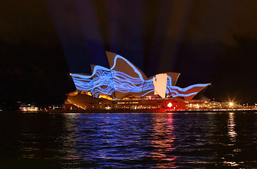 Image showing Sydney Opera House hand pulling squiggles