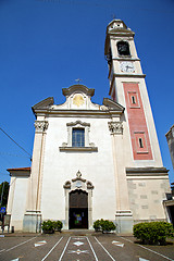 Image showing   wall  and church tower bell sunny day tradate