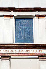 Image showing venegono cross church varese     and mosaic wall sunny day 