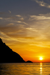 Image showing   mountain  sand and sea in thailand kho tao bay coastline