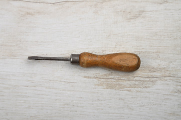 Image showing Screwdriver on wood