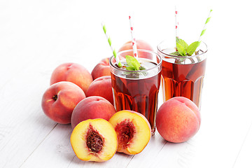 Image showing peach ice tea