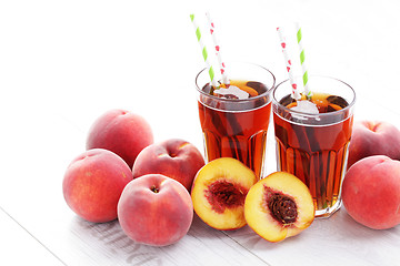 Image showing peach ice tea