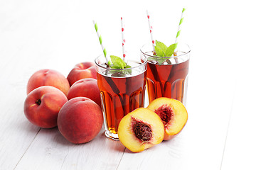 Image showing peach ice tea