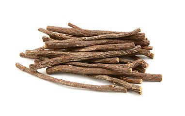 Image showing Large pile of liquorice root sticks