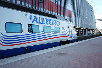 Image showing VANTAA , HELSINKI – MARCH 19, 2015: Allegro speed train at the