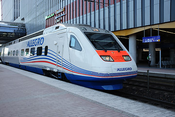 Image showing VANTAA , HELSINKI – MARCH 19, 2015: Allegro speed train at the