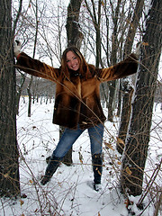 Image showing The beautiful girl in the winter in park 3