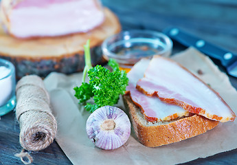 Image showing smoked lard with bread 