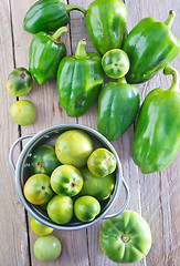 Image showing green tomato and pepper 