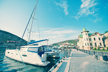 Image showing Boats and yachts in port