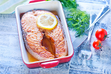 Image showing baked salmon