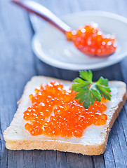 Image showing bread with caviar