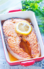 Image showing baked salmon