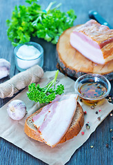 Image showing smoked lard with bread 