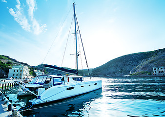 Image showing Boats and yachts in port