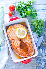 Image showing baked salmon