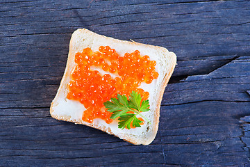 Image showing bread with caviar