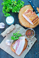 Image showing smoked lard with bread 