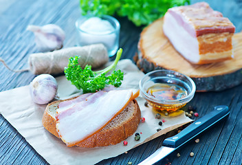 Image showing smoked lard with bread 