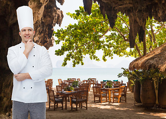 Image showing happy male chef cook thinking