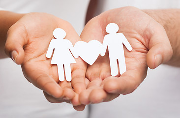 Image showing couple hands with paper couple