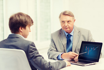 Image showing older man and young man with laptop computer
