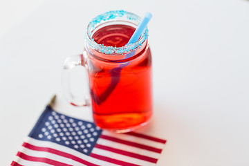 Image showing juice glass and american flag on independence day