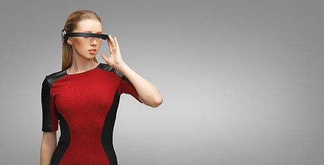 Image showing woman with futuristic 3d glasses