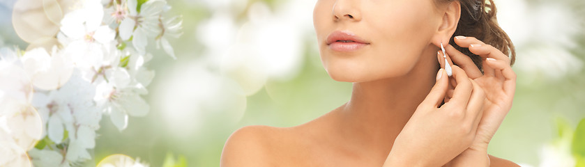 Image showing woman with diamond earrings