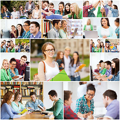Image showing collage with many pictures of college students