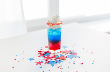 Image showing glass of drink on american independence day party