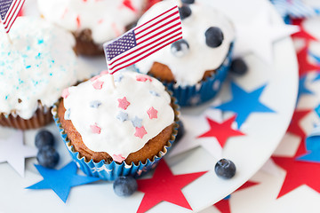 Image showing cupcakes with american flags on independence day