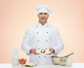 Image showing happy male chef cook baking